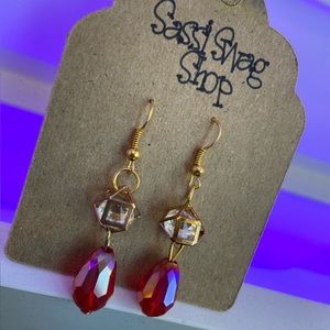 Handmade by SassiSwagShop   Red and Gold Dangle Bead Custom Earrings
